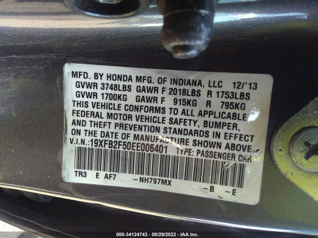 Honda Civic Sedan Lx 2014 19XFB2F50EE006401 Image 9
