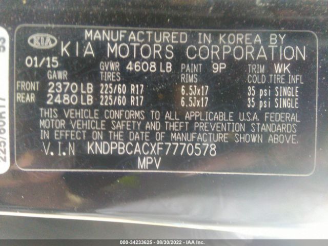 KNDPBCACXF7770578 KIA Sportage Lx