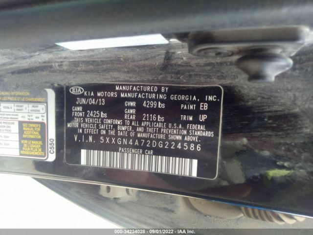 5XXGN4A72DG224586 KIA OPTIMA EX