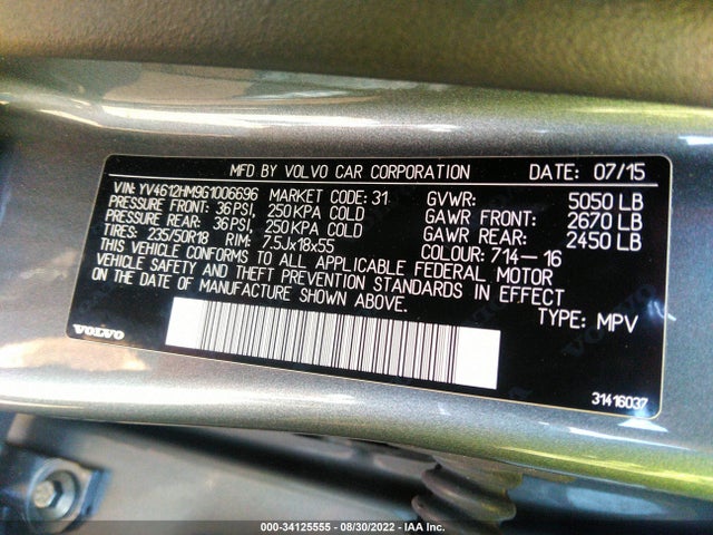 2016 Volvo V60, VIN: YV4612HM9G1006696