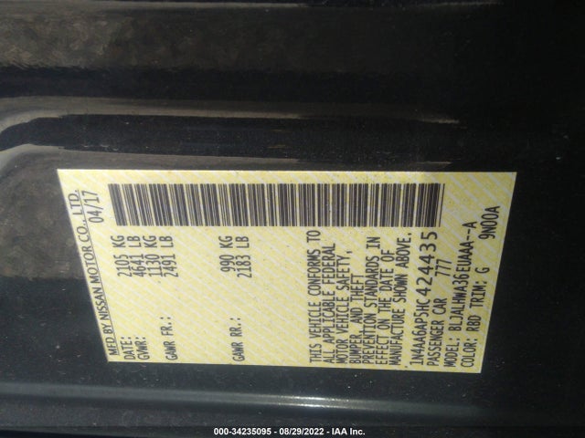 Nissan Maxima 2017 1N4AA6AP5HC424435 Image 11