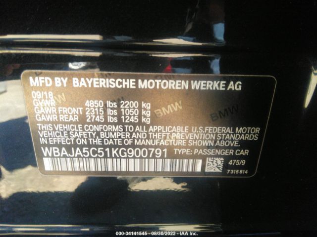 WBAJA5C51KG900791 BMW 5 Series 530i