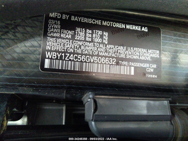 2016 BMW i3, VIN: WBY1Z4C56GV506632