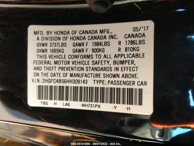 Honda Civic Coupe Lx 2017 2HGFC4B56HH309143 Image 10