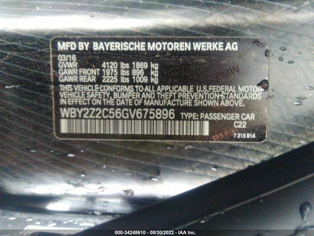 2016 BMW i8, VIN: WBY2Z2C56GV675896