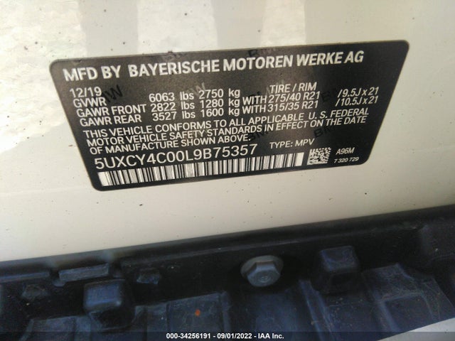 2020 BMW X6, VIN: 5UXCY4C00L9B75357