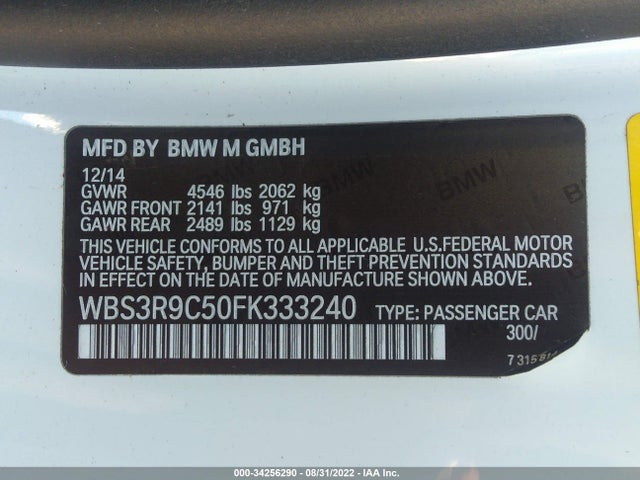 2015 BMW M4, VIN: WBS3R9C50FK333240