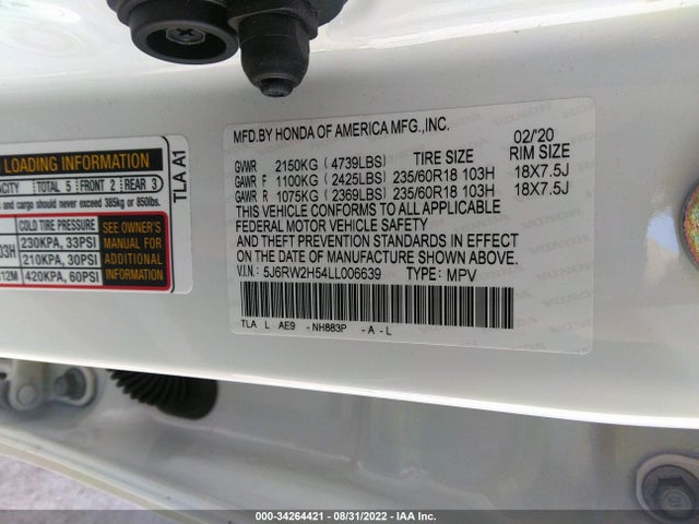 Honda CR-V EX 2020 5J6RW2H54LL006639 Image 9