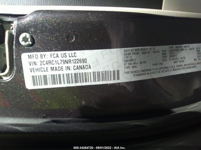 2022 Chrysler Pacifica Hybrid, VIN: 2C4RC1L79NR122690