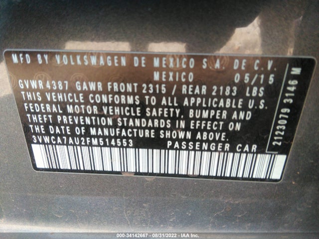 2015 Volkswagen Golf, VIN: 3VWCA7AU2FM514553