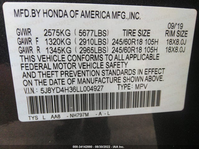 2020 Acura MDX, VIN: 5J8YD4H36LL004927