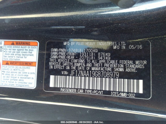 2016 Scion FR-S, VIN: JF1ZNAA19G8708979