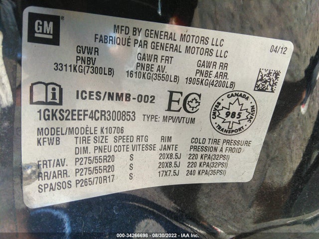 GMC YUKON DENALI 2012 1GKS2EEF4CR300853 Image 10