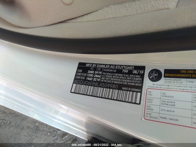 2020 Mercedes-Benz S-Class, VIN: WDDUG6EB8LA509980