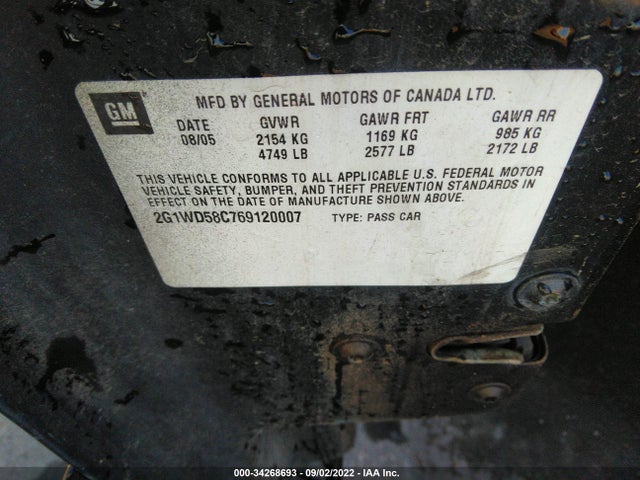 2006 CHEVROLET IMPALA  SS VIN: 2G1WD58C769120007