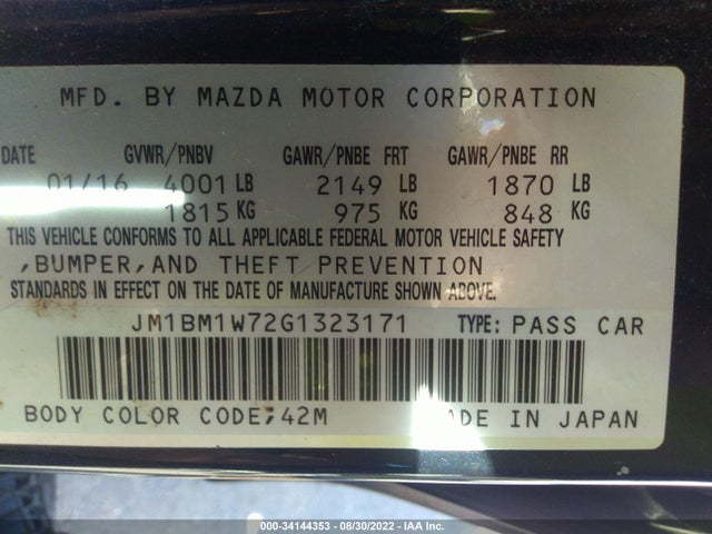 2016 Mazda 3, VIN: JM1BM1W72G1323171