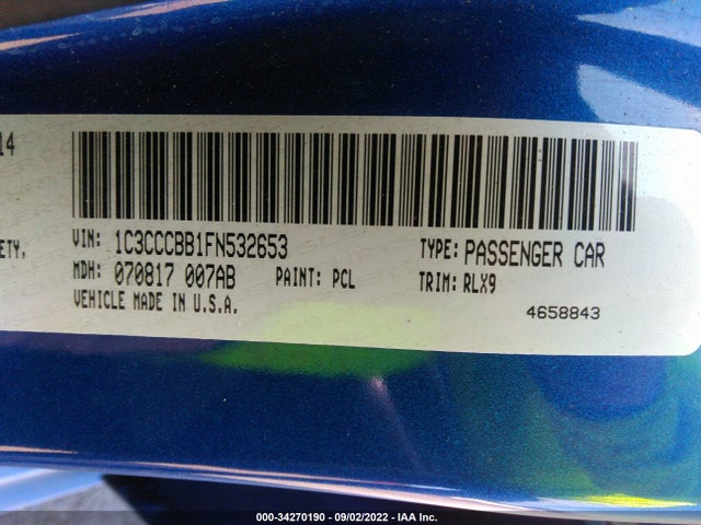 2015 Chrysler 200, VIN: 1C3CCCBB1FN532653