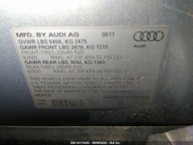 WA1BNAFY8J2047662 Audi Q5 Premium Plus