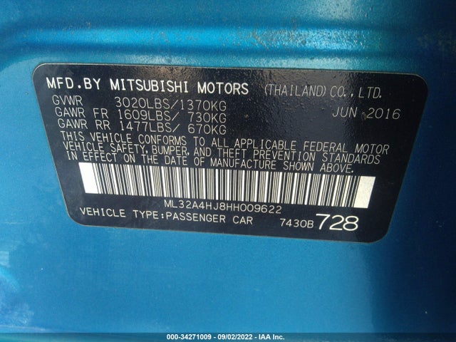 ML32A4HJ8HH009622 Mitsubishi MIRAGE SE