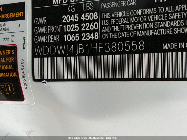 WDDWJ4JB1HF380558 Mercedes-Benz C 300