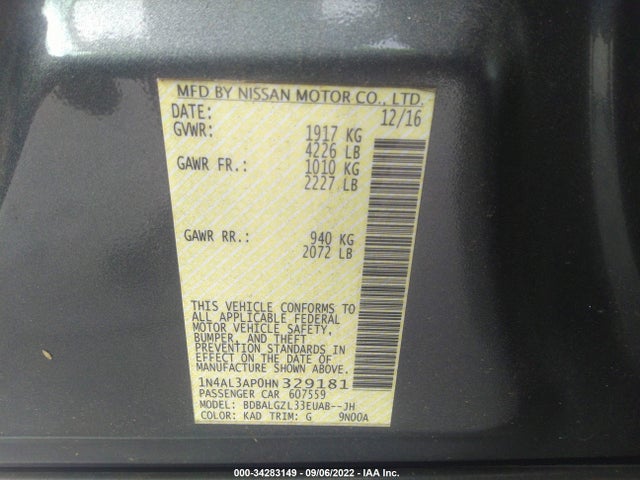 1N4AL3AP0HN329181 Nissan Altima 2.5 S