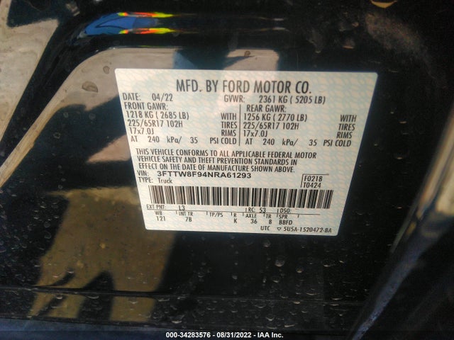 2022 Ford Maverick, VIN: 3FTTW8F94NRA61293