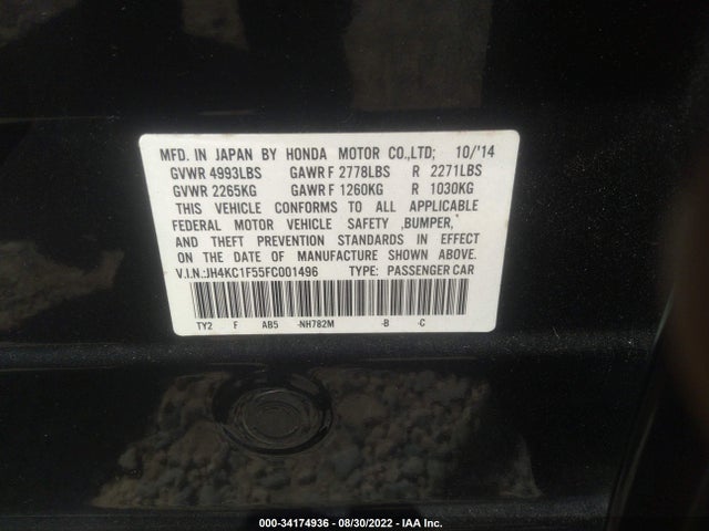 2015 Acura RLX, VIN: JH4KC1F55FC001496