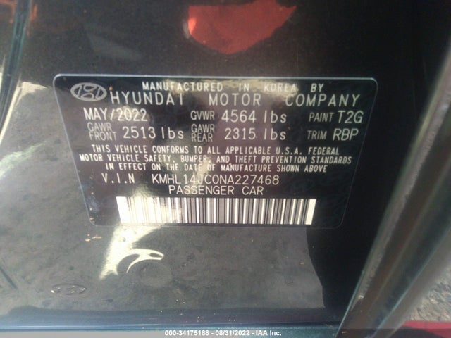 2022 Hyundai Sonata, VIN: KMHL14JC0NA227468
