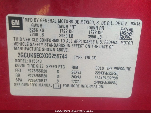 Chevrolet Silverado 1500 2lz 2016 3GCUKSECXGG256744 Image 9