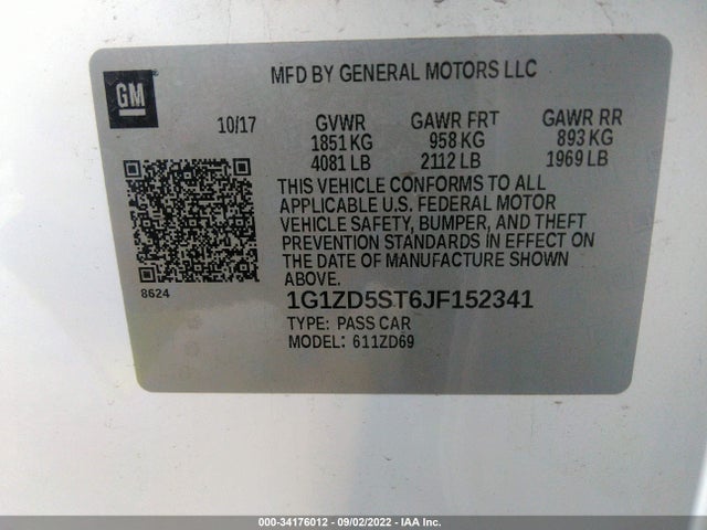 Chevrolet MALIBU LT 2018 1G1ZD5ST6JF152341 Image 10