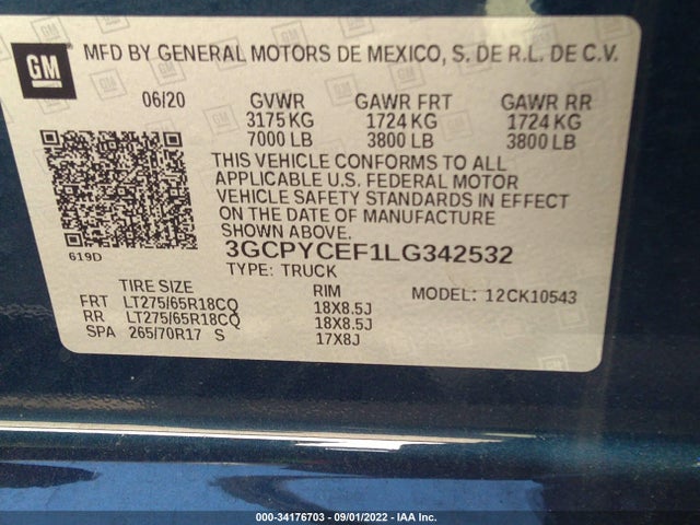 Chevrolet Silverado 1500 Custom Trail Boss 2020 3GCPYCEF1LG342532 Image 10