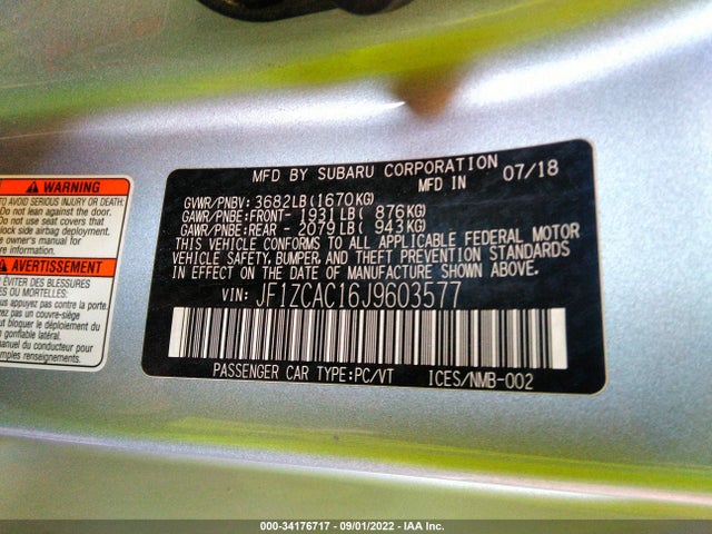 2018 Subaru BRZ, VIN: JF1ZCAC16J9603577