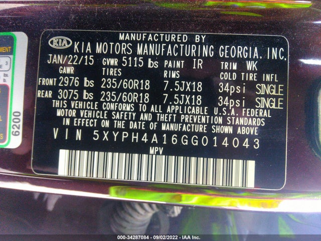KIA Sorento 2.0t Ex 2016 5XYPH4A16GG014043 Image 9