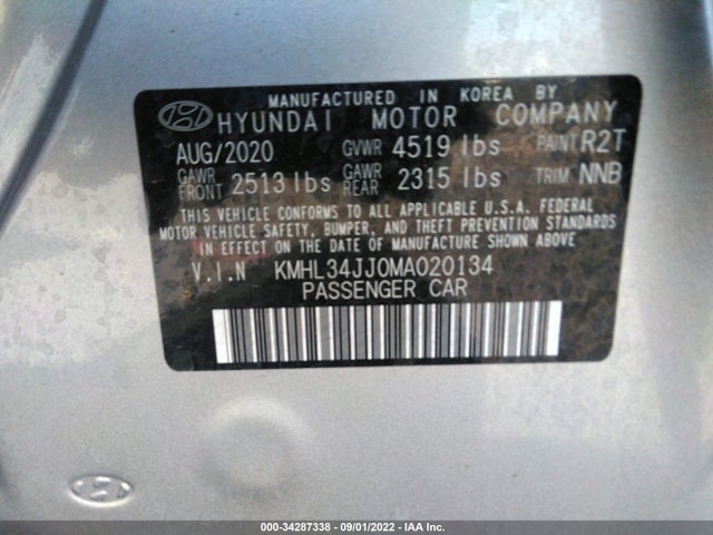 2021 Hyundai Sonata, VIN: KMHL34JJ0MA020134