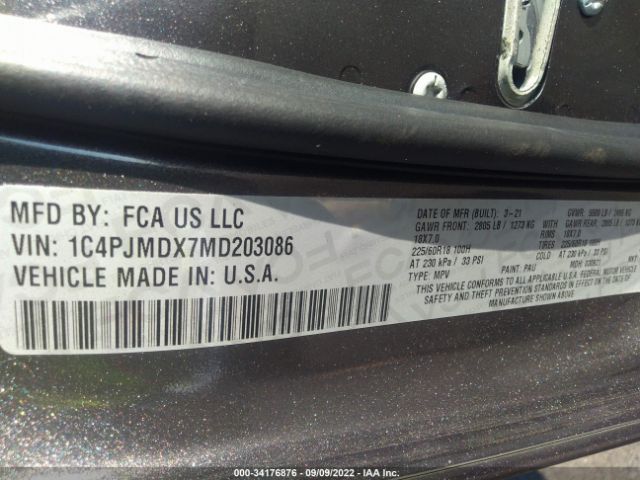 1C4PJMDX7MD203086 Jeep Cherokee Limited