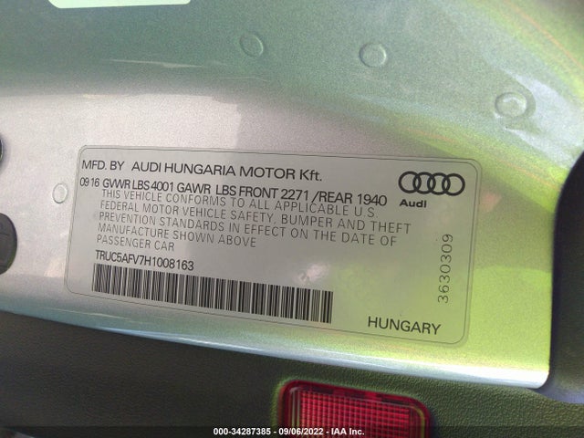 2017 Audi TT, VIN: TRUC5AFV7H1008163