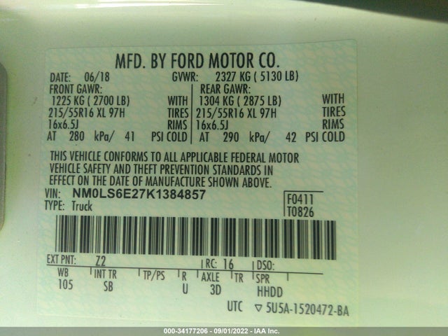 2019 Ford Transit Connect, VIN: NM0LS6E27K1384857