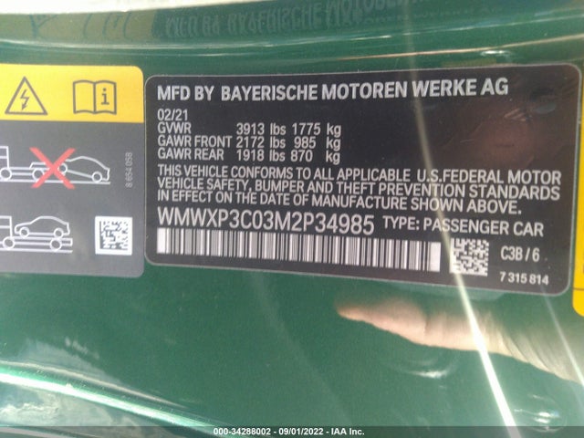 2021 Mini Cooper, VIN: WMWXP3C03M2P34985