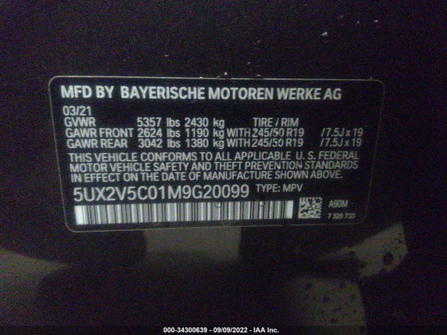 2021 BMW X4, VIN: 5UX2V5C01M9G20099