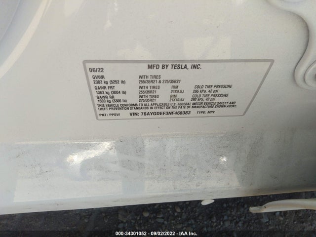 Tesla Model Y Performance 2022 7SAYGDEF3NF468383 Image 10