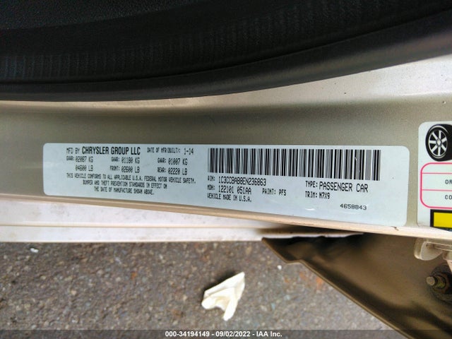 2014 CHRYSLER 200 LX VIN: 1C3CCBAB8EN236863