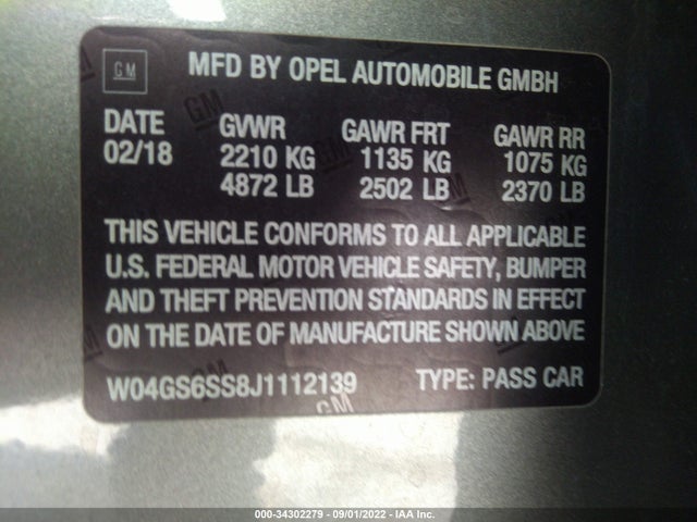 2018 Buick Regal, VIN: W04GS6SS8J1112139
