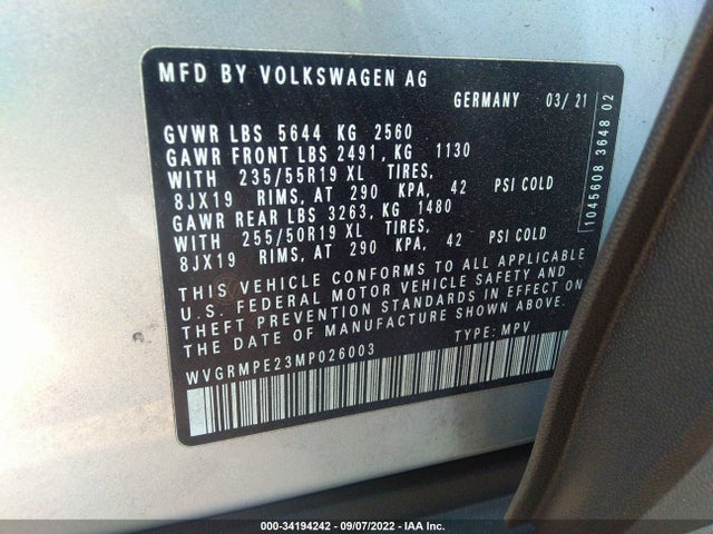 2021 Volkswagen ID.4, VIN: WVGRMPE23MP026003