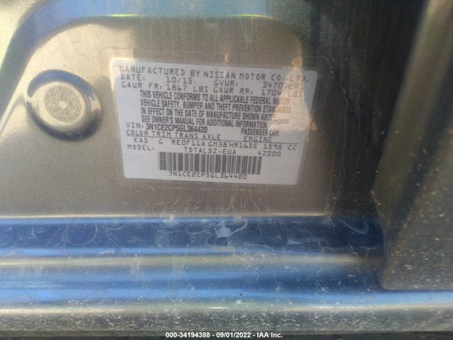 Nissan Versa Note S Plus/sv/sr/s (sr)/sl 2016 3N1CE2CP5GL364420 Image 9