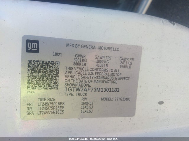 2021 GMC Savana 2500, VIN: 1GTW7AF73M1301183