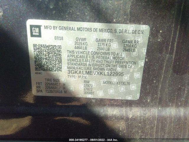 3GKALMEVXKL122995 GMC Terrain Sle