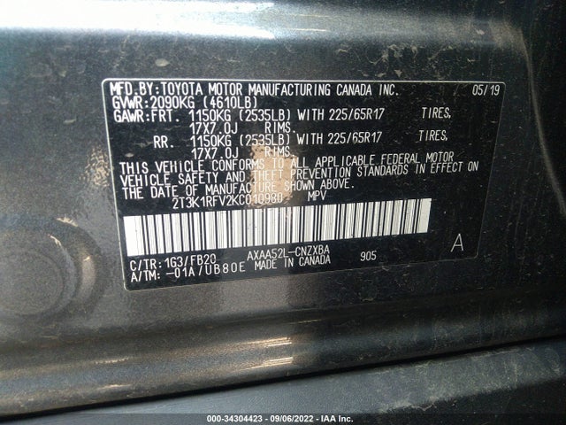 Toyota RAV4 LE 2019 2T3K1RFV2KC010980 Image 9