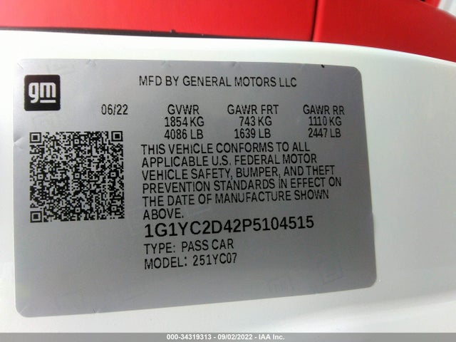 Chevrolet Corvette 3lt 2023 1G1YC2D42P5104515 Image 9