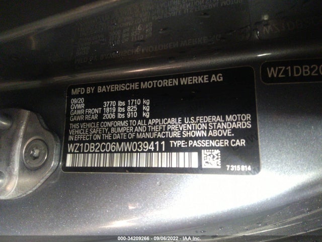 2021 Toyota Supra, VIN: WZ1DB2C06MW039411