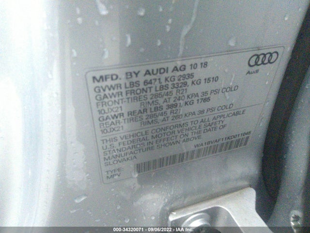 2019 Audi Q8, VIN: WA1BVAF11KD011045